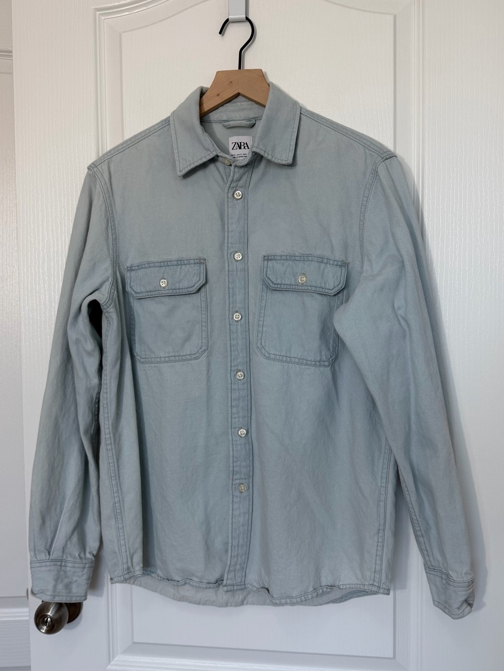 Zara Men’s Jean Button Down Long Sleeve Shirt